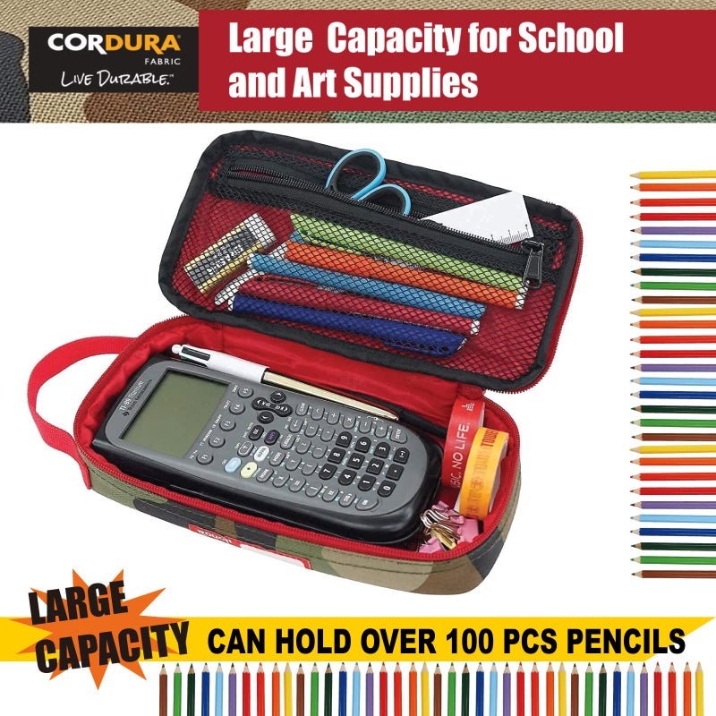 RE ROUGH ENOUGH Rough Enough Large Pencil Case Box for Boys Kids Adults Small Tool Bag Pouch for Men Tactical Gear Art Supply Organizer in Camo Cordura - Image 2